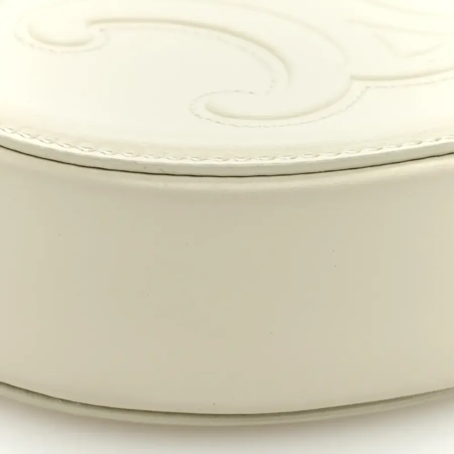 Celine Small Triomphe Oval Crossbody Purse Tan Triomphe Smooth Calfskin Leather Cuir Gold Hardware