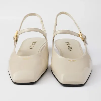 PRADA Patent paint leather Flat Shoes white Ballet Shoes
