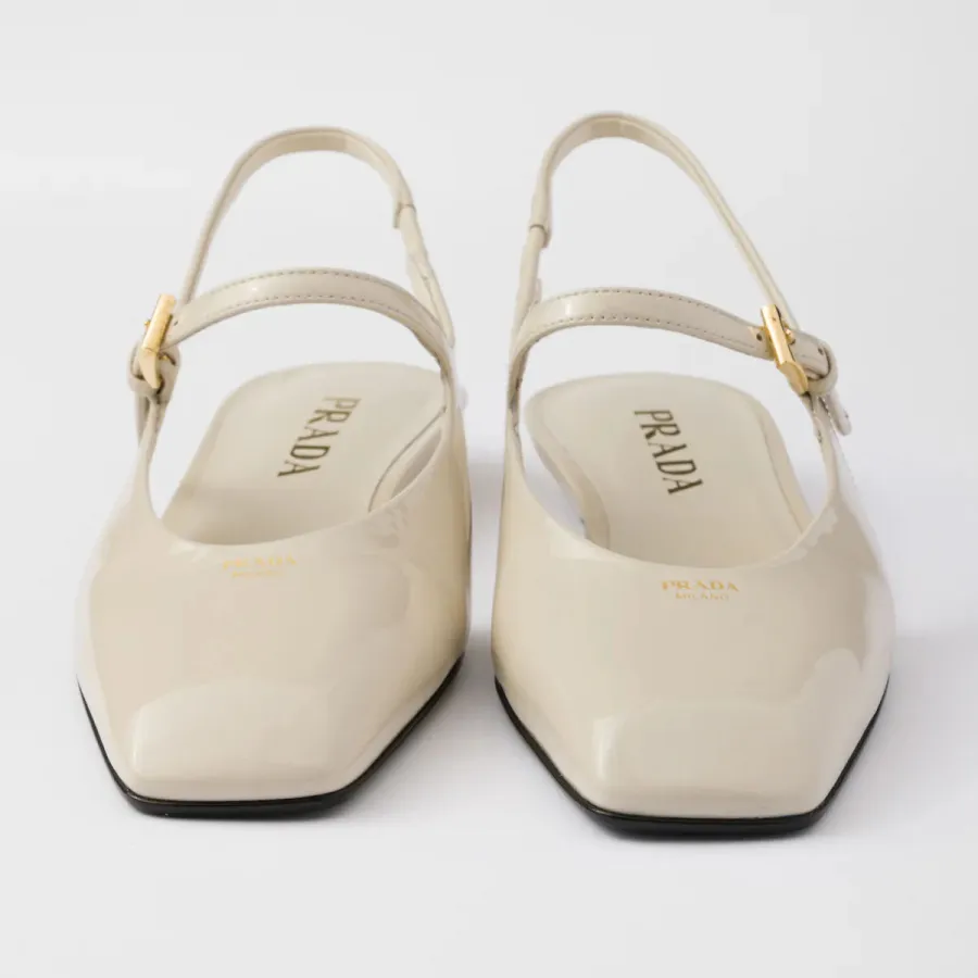 PRADA Patent paint leather Flat Shoes white Ballet Shoes