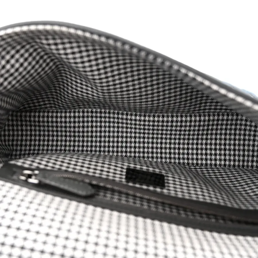 Fendi FF Embroidered Baguette Grigio / Anthracite Houndstooth Wool & King Vitello Leather Ruthenium Hardware