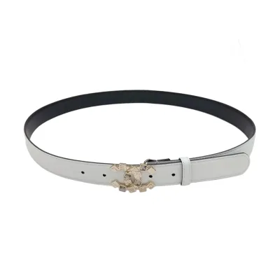 Chanel Women's Decorative CC Buckle Belt In Black/White/Red/Brown Calfskin With Gold Hardware 30mm