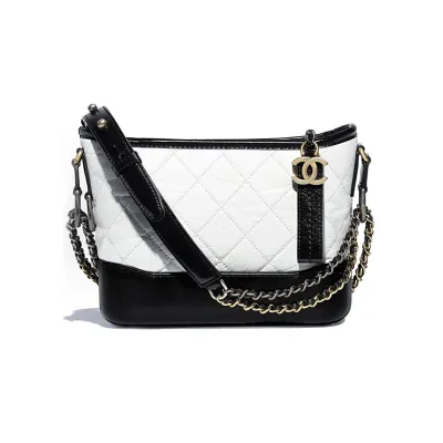Chanel Bag Black With White Quilted Calfskin Leather Shoulder Bags Crossbody Bags