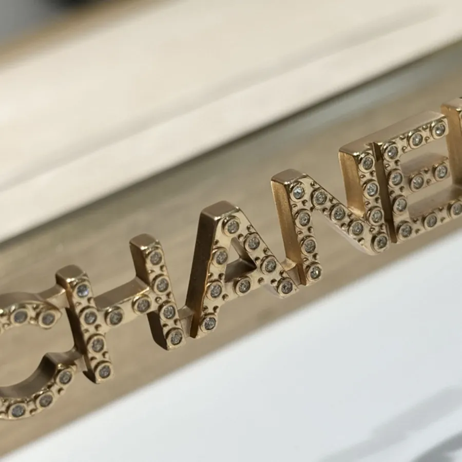 CHANEL square frame glasses khaki color SIZE 53-17-140