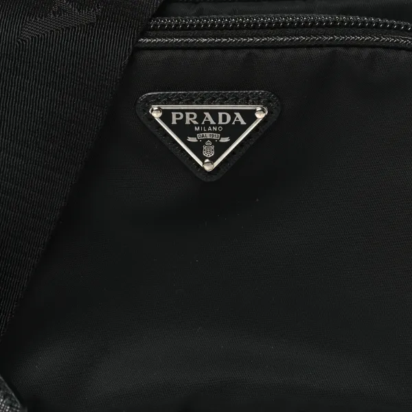 Prada Medium Brique Crossbody Messenger Bag Black Tessuto & Saffiano Leather Silver Hardware - Image 8