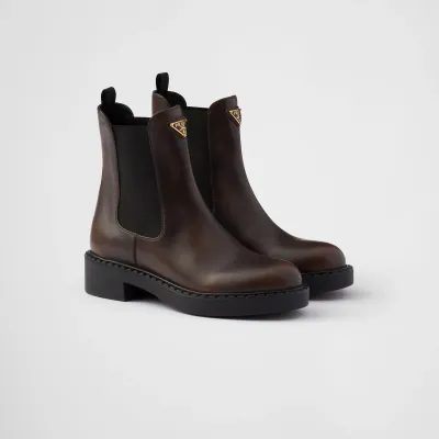 PRADA Dark brown Leather Chelsea boots