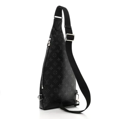 Louis Vuitton Duo Slingbag MM Black Taigarama Leather Silver Hardware