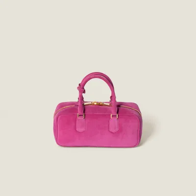 Miu Miu Arcadie Suede Leather Pink Top-Handle Bags