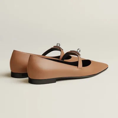 HERMES Kelly Brown Ballet Shoes