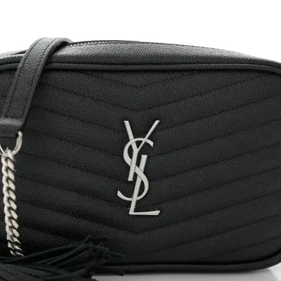 Saint Laurent Mini Lou Camera Bag Black Monogram Grain De Poudre Matelasse Leather Silver Hardware