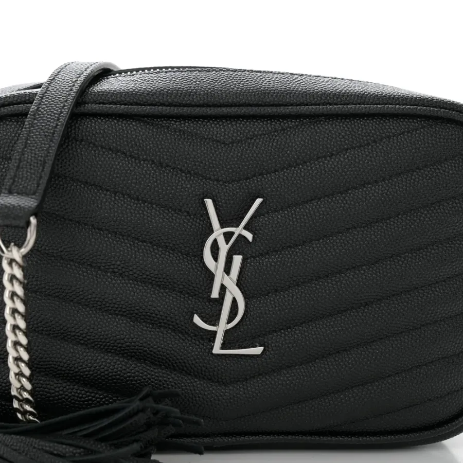 Saint Laurent Mini Lou Camera Bag Black Monogram Grain De Poudre Matelasse Leather Silver Hardware