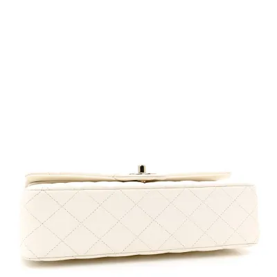 Chanel Double Flap Medium White Quilted Caviar Leather