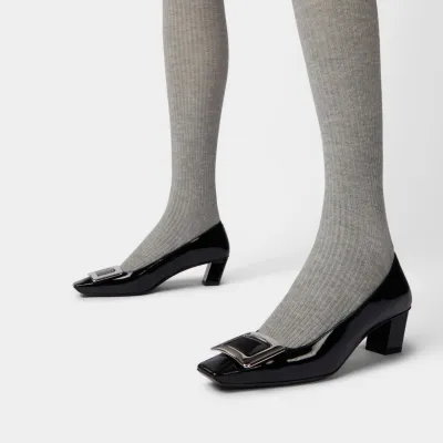 Roger Vivier Belle Vivier Pumps High Heels In Black Patent Leather With Metal Buckle (Heel Height 4.5cm)