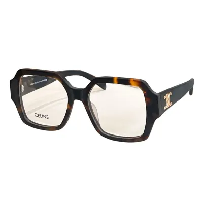 Celine square frame glasses black gold/black silver/leopard/gradient brown/leopard green/black with brown wood grain/black brown color transparent lens Size 53口20-150