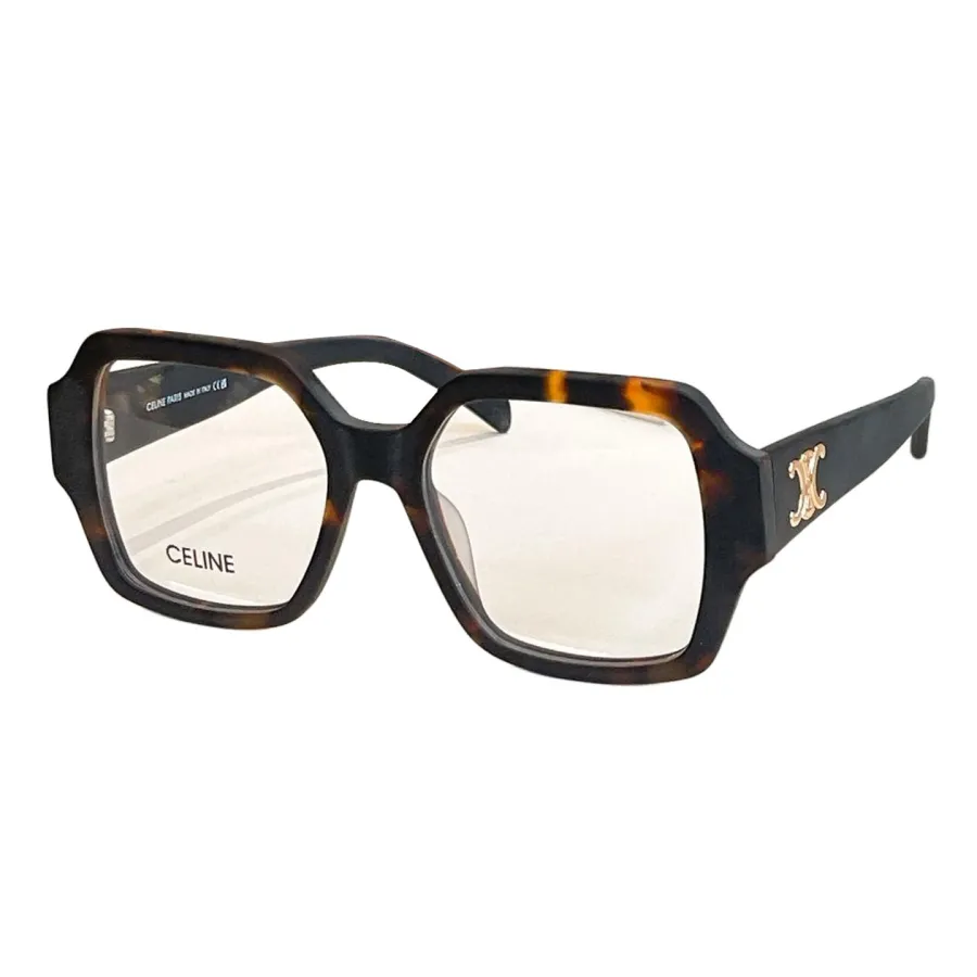 Celine square frame glasses black gold/black silver/leopard/gradient brown/leopard green/black with brown wood grain/black brown color transparent lens Size 53口20-150