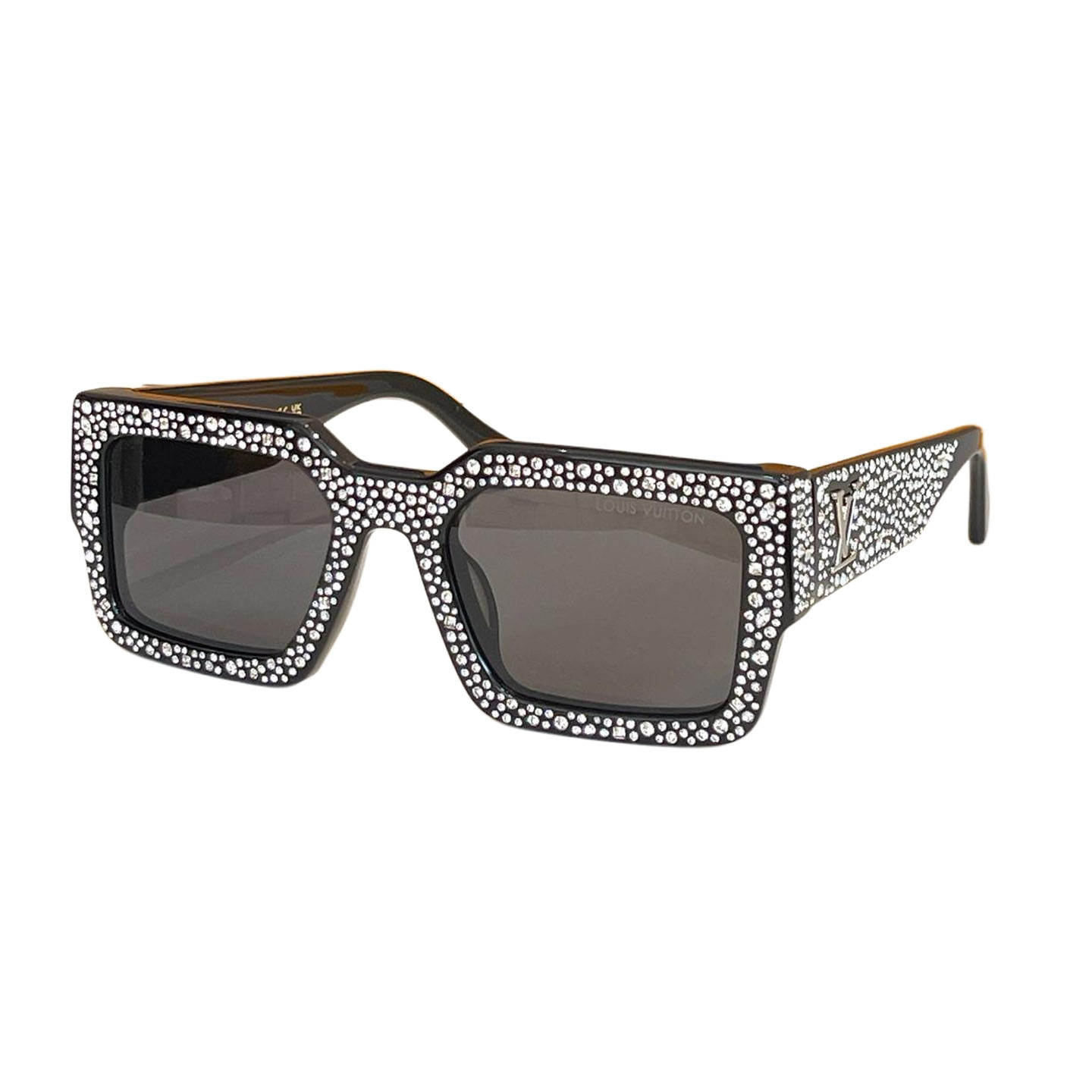 Louis Vuitton Square Glass pearls frame glasses preto/berinjela/marrom Tamanho 53口22-145