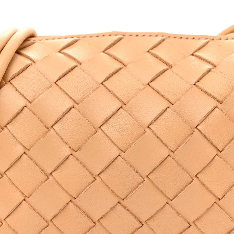 Bottega Veneta Mini Intrecciato Loop Camera Bag Almond Nappa Leather