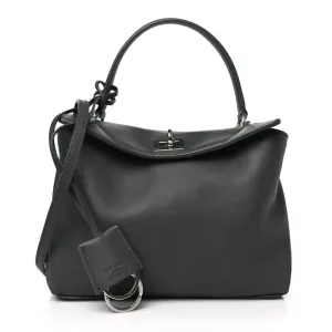 Balenciaga Mini Rodeo Top Handle Handbag Grey Natural Smooth Calfskin Leather Silver Hardware