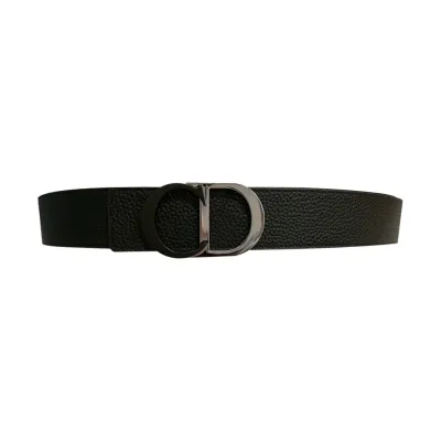 Dior Men' s 30 Montaigne Belt In Grey/BlackWhite Grained Calfskin With Silver/Gold/Black Hardware 35mm