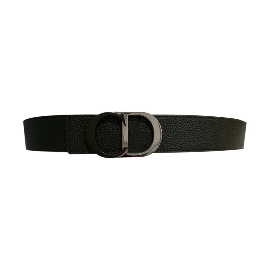 Dior Men' s 30 Montaigne Belt In Grey/BlackWhite Grained Calfskin With Silver/Gold/Black Hardware 35mm