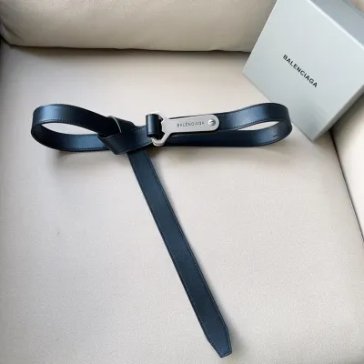 Balenciaga Men's Bottle Opener D Ring Belt In Black Vegetal Calfskin With Silver Hardware 30mm