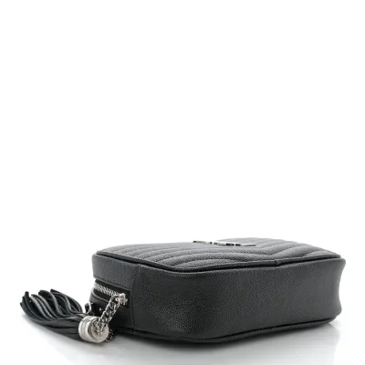 Saint Laurent Mini Lou Camera Bag Black Monogram Grain De Poudre Matelasse Leather Silver Hardware