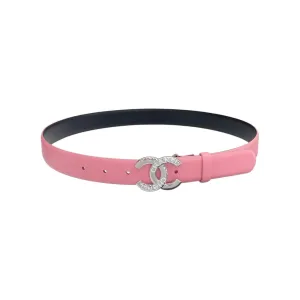 Chanel Women's CC Belt In Pink/Yellow/Mint Green/Brown Calfskin With Gold/Silver Hardware 30mm