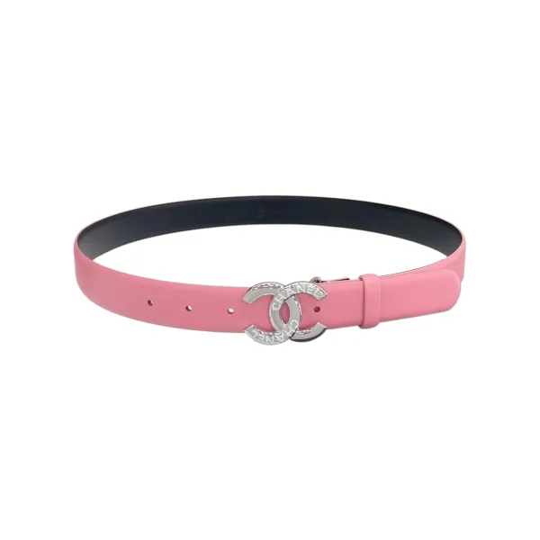 Chanel Women's CC Belt In Pink/Yellow/Mint Green/Brown Calfskin With Gold/Silver Hardware 30mm