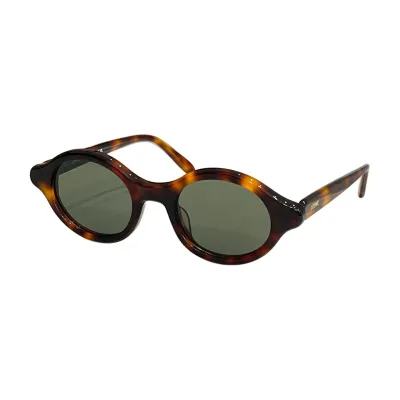 Loewe round frame glasses leopard brown/leopard green/tawny brown/tawny black/black orange color Size 48口21-145