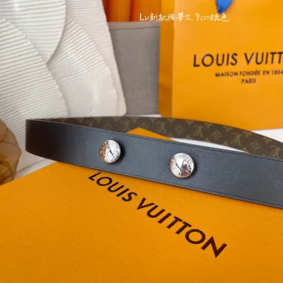 Louis Vuitton Women's Studs Reversible Belt In Black Calfskin And Monogram Canvas With Gold/Silver Hardware 29mm
