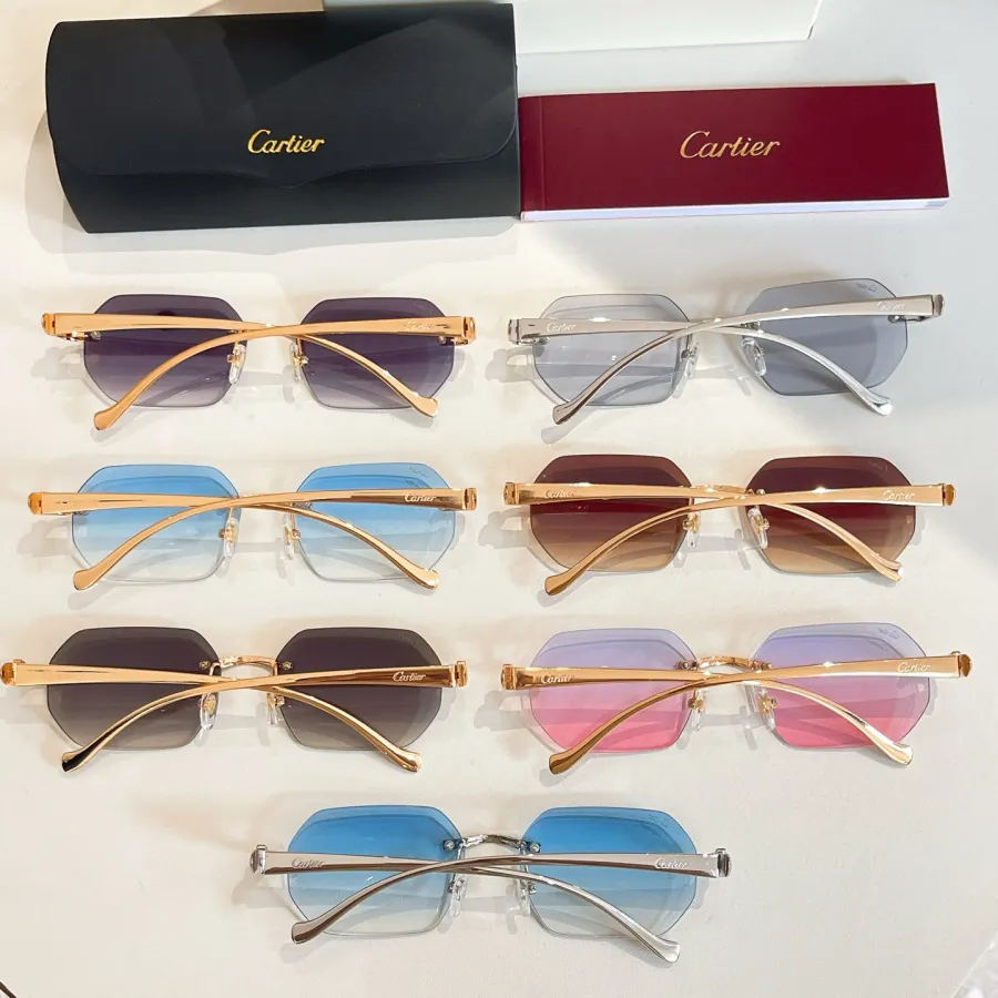 Cartier square frame glasses purple/brown/silver/pink/grey/blue gold/blue silver color Size 58口16-145