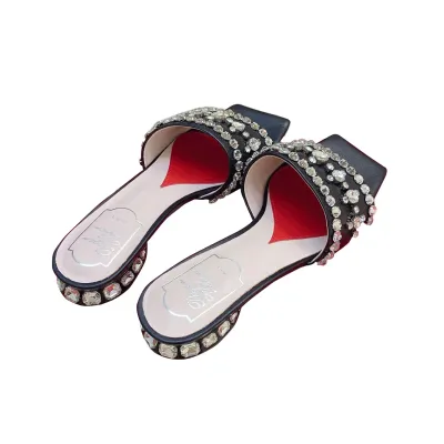 Roger Vivier Jewel Heels Sandals In Black/White Leather With Crystals (Heel Height 2.5cm)