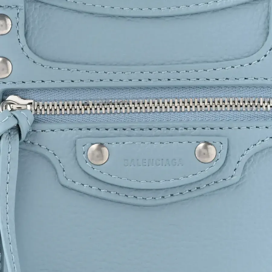 Balenciaga Mini Neo Classic City Blue/Grey Grained Calfskin Leather Silver Hardware