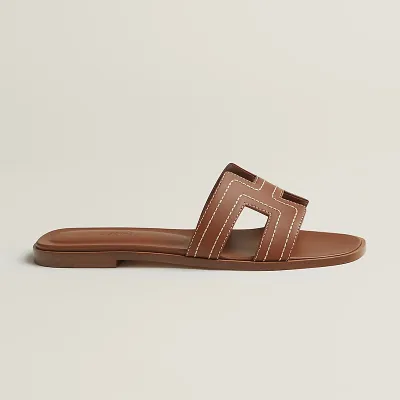 HERMES Oran Brown Slippers