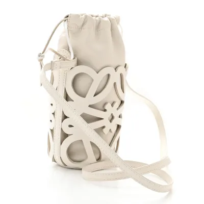 Loewe Cutout Anagram Pocket Crossbody Bag Small White Glaze Nappa Calfskin Leather