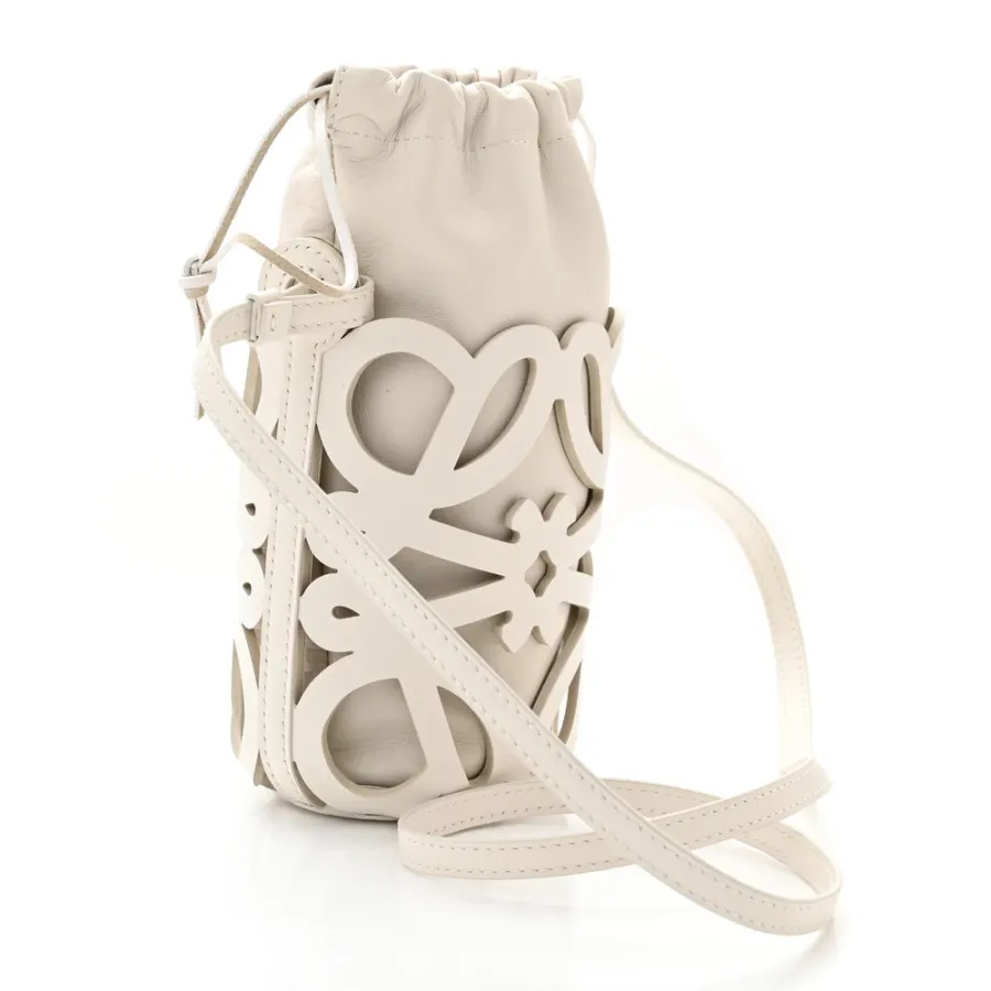 Loewe Cutout Anagram Pocket Crossbody Bag Small White Glaze Nappa Calfskin Leather
