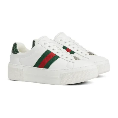 Gucci Ace series platform sneakers woven fabric women's sports shoes