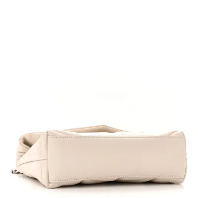 Saint Laurent Mini Loulou Chain Satchel Crema Soft Quilted Puffer Monogram Lambskin Leather Aged Gold Hardware