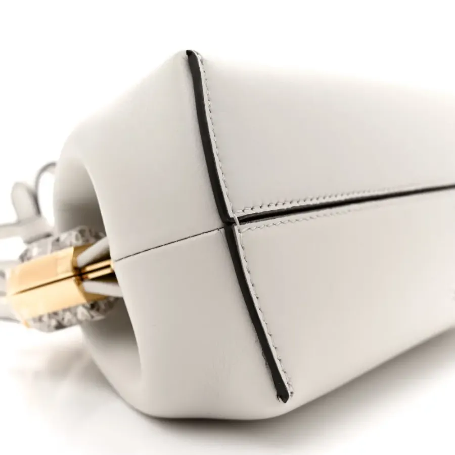 Fendi Small Fendi First White/Roccia Shiny Nappa & Snakeskin Leather Gold Hardware