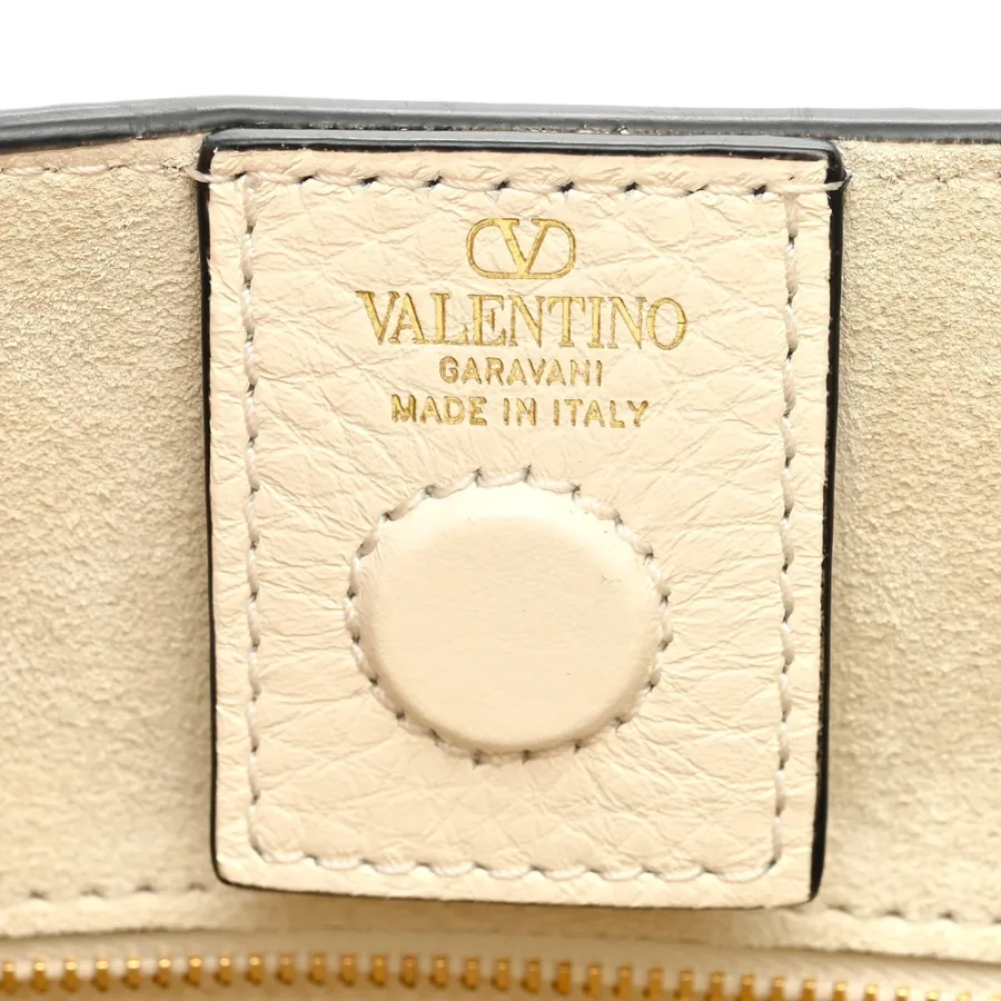 Valentino Garavani Small Alltime Handbag Ivory Soft Grainy Calfskin Leather Gold Hardware