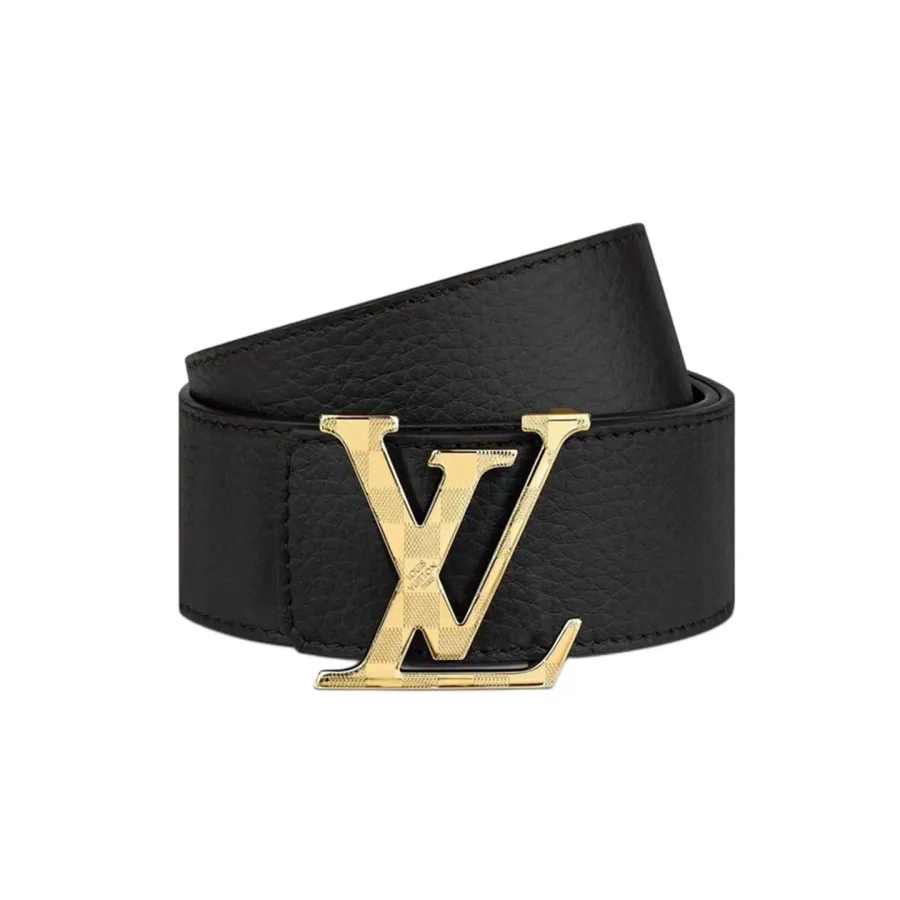 Louis Vuitton Men's Damier Buckle Reversible Belt In Black Calfskin With Gold/Silver Hardware 40mm