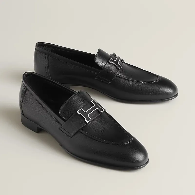 HERMES Paris Black Loafers
