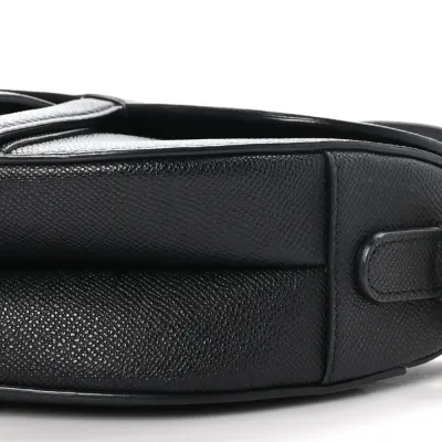 Dior Medium Saddle Bag Black Grained Calfskin Leather Gold Hardware