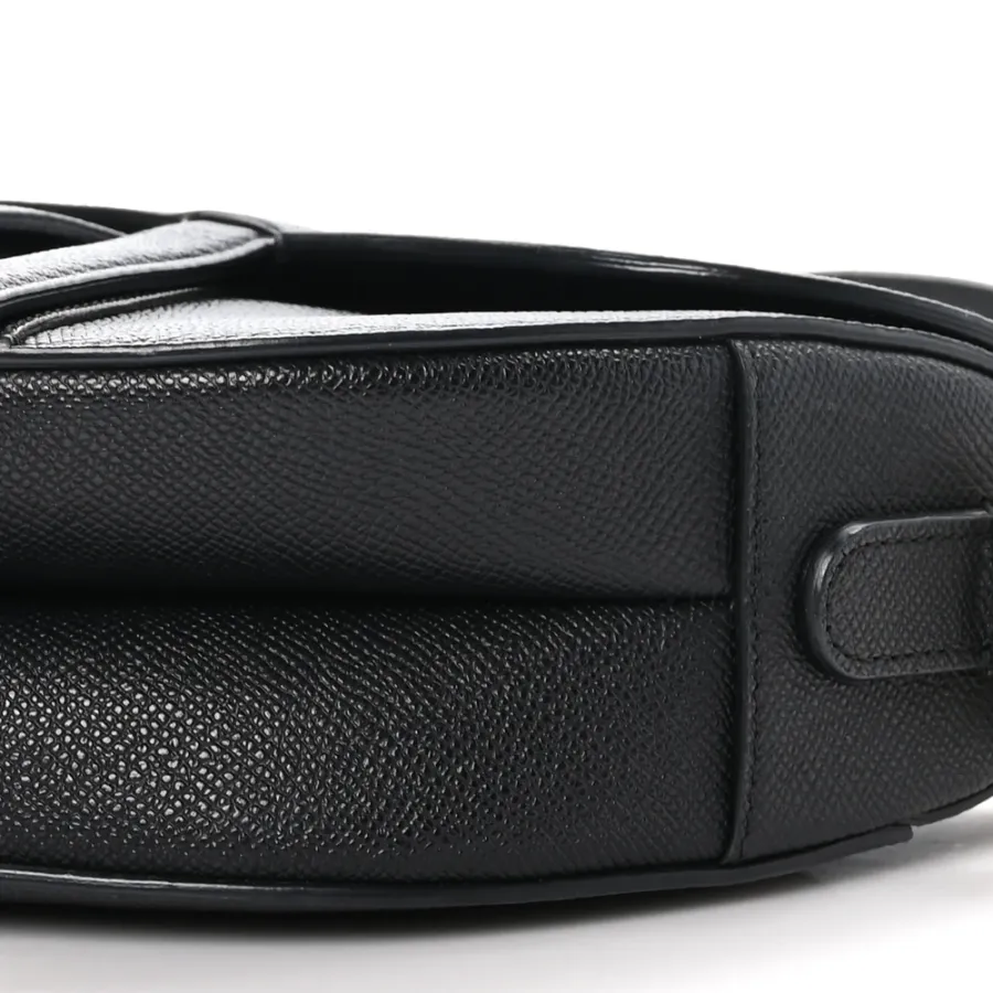 Dior Medium Saddle Bag Black Grained Calfskin Leather Gold Hardware