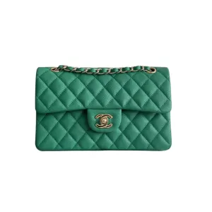 Chanel CF Green / Pink Quilted Caviar Leather Crossbody Bags