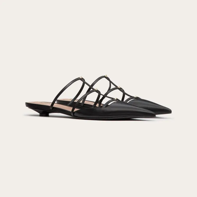 VALENTINO Calfskin micro-heeled Muller shoes (heel 2 cm high)