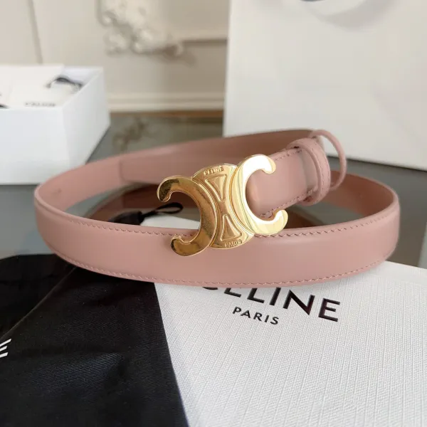 Celine Triomphe Buckle Revesible Belt In Burgundy/Red/Blue/Pink/White/Brown/Black Calfskin With Gold Hardware 25mm - Image 10
