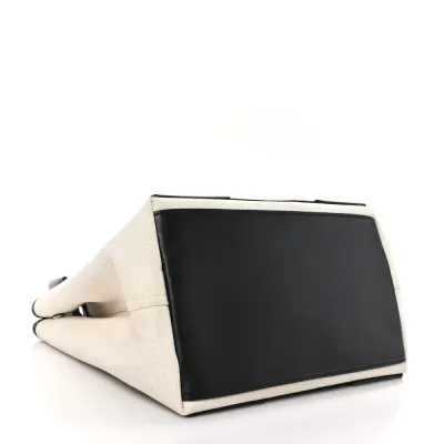 Balenciaga Small Navy Cabas Natural/Black Cotton Canvas