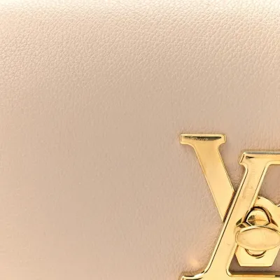 Louis Vuitton Lockme Tender Greige Grained Calfskin Leather Gold Hardware