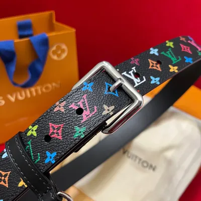 Louis Vuitton Women's LV x TM D-Ring Belt In Black/White Monogram Canvas With Silver/Gold Hardware 30mm