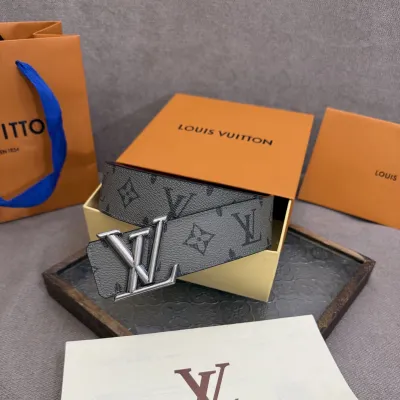 Louis Vuitton Men's Line Reversible Belt In Grey/Pink/Black/Blue/White/Green Monogram Canvas With Gold/Silver Hardware 40mm